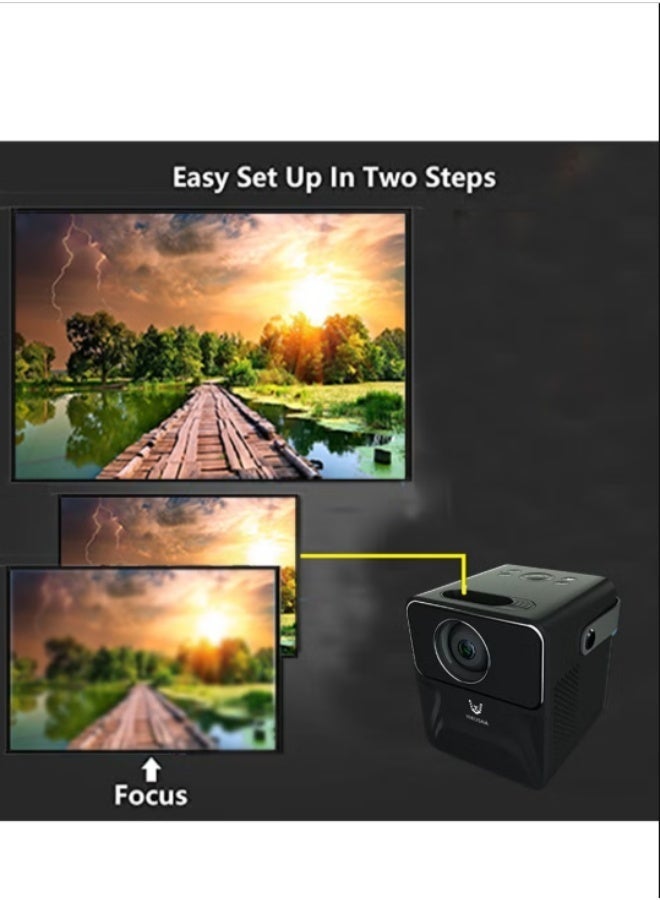 فيكوشا جهاز عرض الوسائط المتعددة VIKUSHA V860 بنظام أندرويد مع جهاز تحكم عن بعد، يدعم الواي فاي والبلوتوث، ومكبر صوت مدمج، مثالي للأفلام والألعاب والاجتماعات والحفلات، باللون الأسود. - Image 3